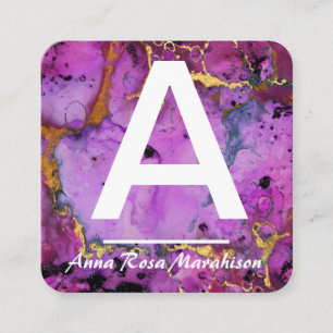 *~* Artsy Trendig INITIAL GULD QR LOGOTYP PHOTO Fyrkantigt Visitkort