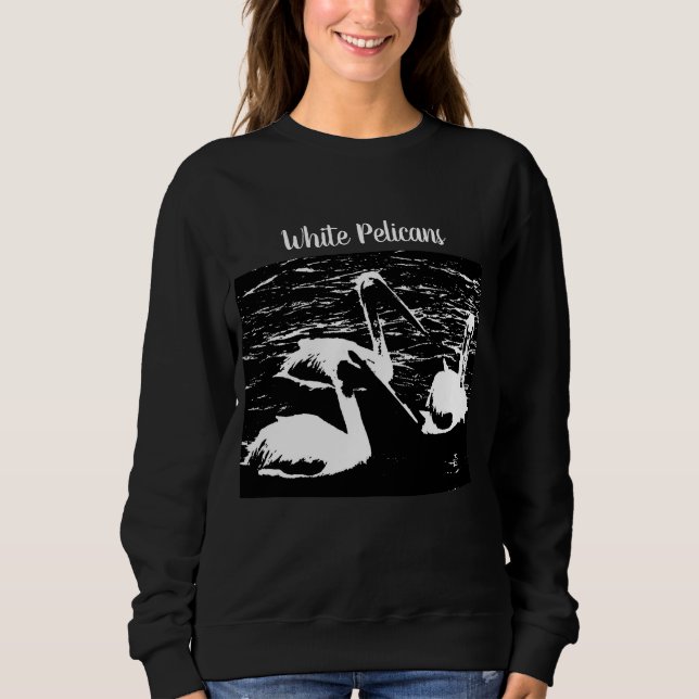 Artsy Trio of White Pelicans Swimming T Shirt (Framsida)