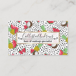 Artsy Tropical Fruit Polka dots Watercolor Mönster Visitkort