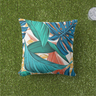 artsy tropical outdoor pillows gift for friends  kudde