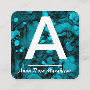 *~* Artsy Turcos Trendig INITIAL QR LOGOTYP PHOTO Fyrkantigt Visitkort