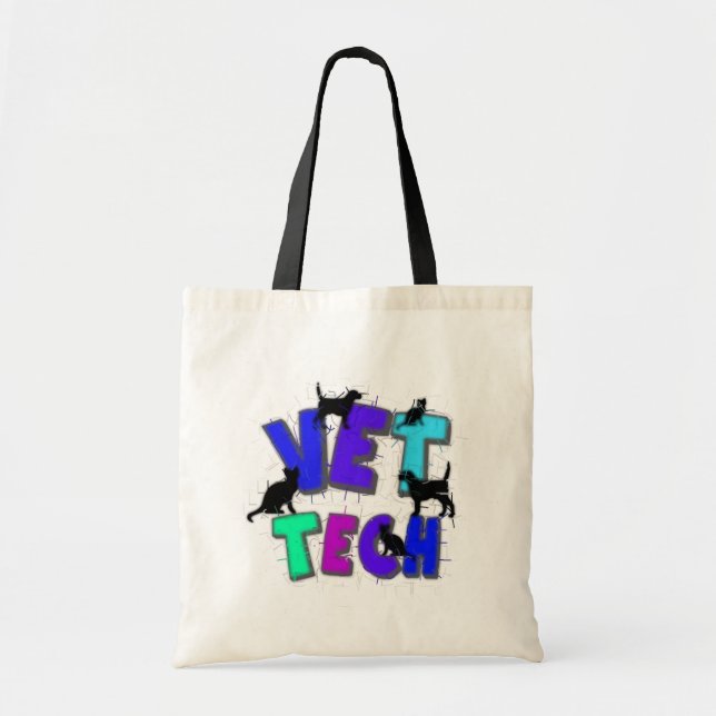 Artsy VetTechgåvor, unik konstnär dragen design Tygkasse (Framsidan)