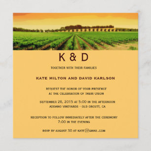 Artsy Vineyard Sunset Winery Wedding bjudande Inbjudningar