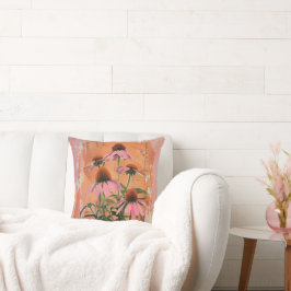 Artsy Vintage Coneflower Aesthetic Kudde