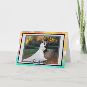 Artsy Watercolor Bröllop Tack Photo Kort