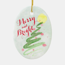 Artsy Watercolor Julgran Photo Back Julgransprydnad Keramik