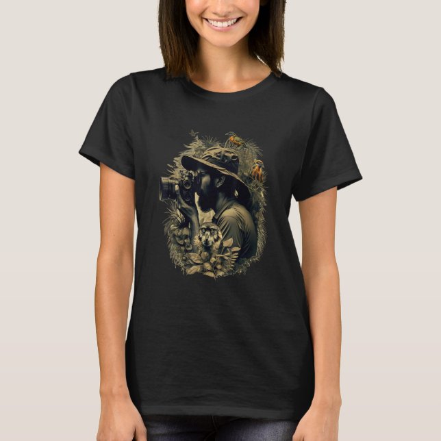 Artsy Wildlife Wildlife Photographer Camera T Shirt (Framsida)