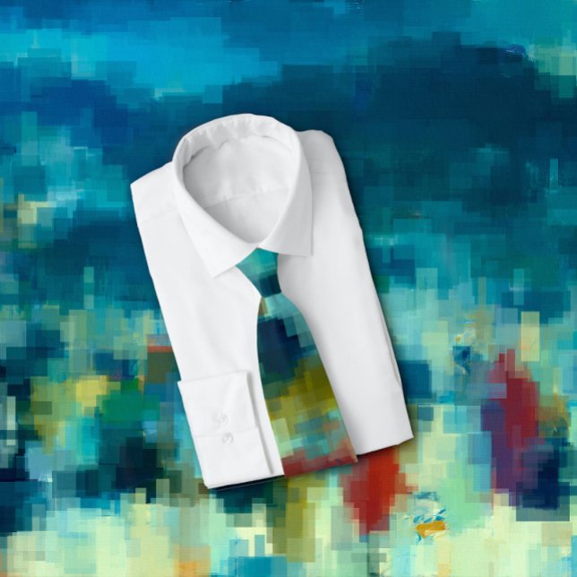 Artsy Winter Färg Modern Cubist Abstrakt Slips (Designer ties with my original artwork make unique gifts for anyone, even yourself! )