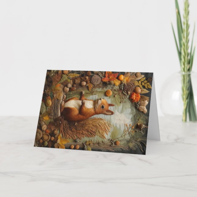 Artsy Woodland Animals Wildlife Squirrel Hälsning Kort (Framsida)