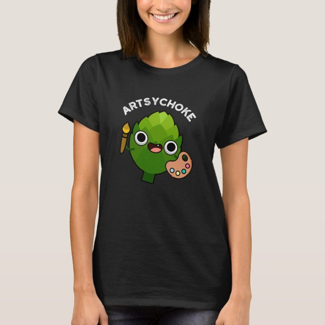 Artsychoke Funny Veggie Artichoke Pun Mörk BG T Shirt (Framsida)