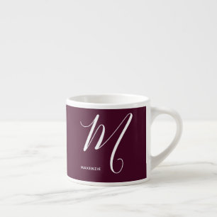 Artully Monogrammad Script Brev M Burgundy Espressomugg