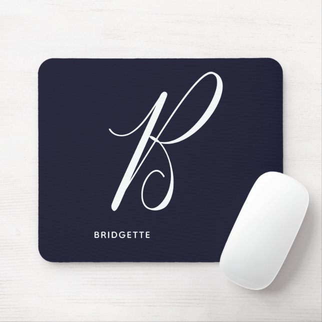 Artully Monogrammad skript Brev B marinblå Musmatta (Med mus)