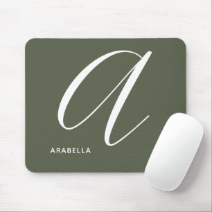 Artully Monogrammed Script Brev A Chive Grönt Musmatta