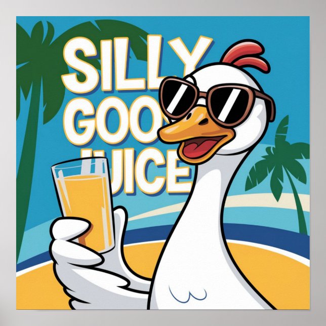 Artwork Illustration Funny Fånig Goose Juice Poster (Framsidan)