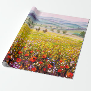 Artwork italiensk tuscany cypresses liggande med m presentpapper