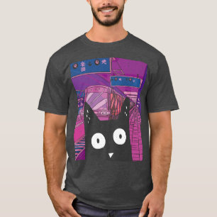 Artwork Urban Tunnelbanan Kawaii Cat Japansk City T Shirt