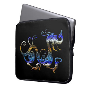 Arty 3D-look Asian Dragon på Black Laptop sleeve