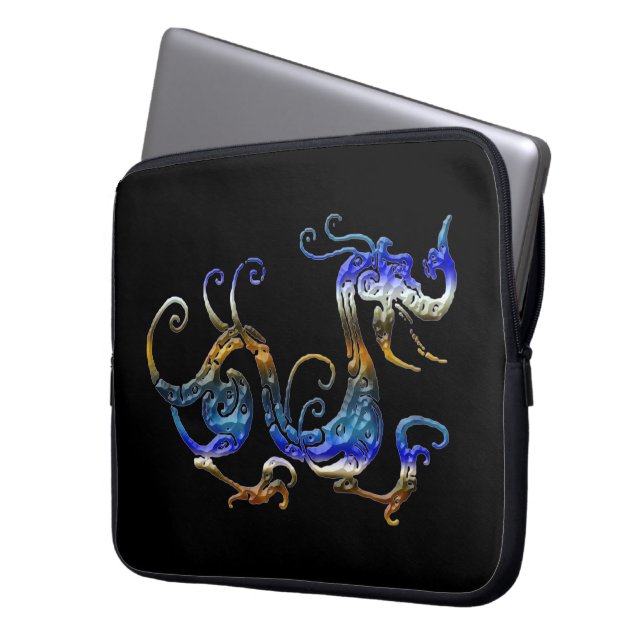 Arty 3D-look Asian Dragon på Black Laptop sleeve (Framsidan Vänster)