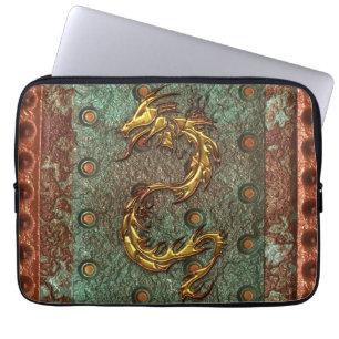 Arty 3D-look Asian Dragon på Metall Laptop sleeve