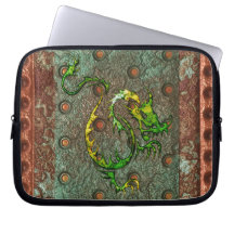 Arty 3D-look Asian Dragon på Metall Laptop sleeve