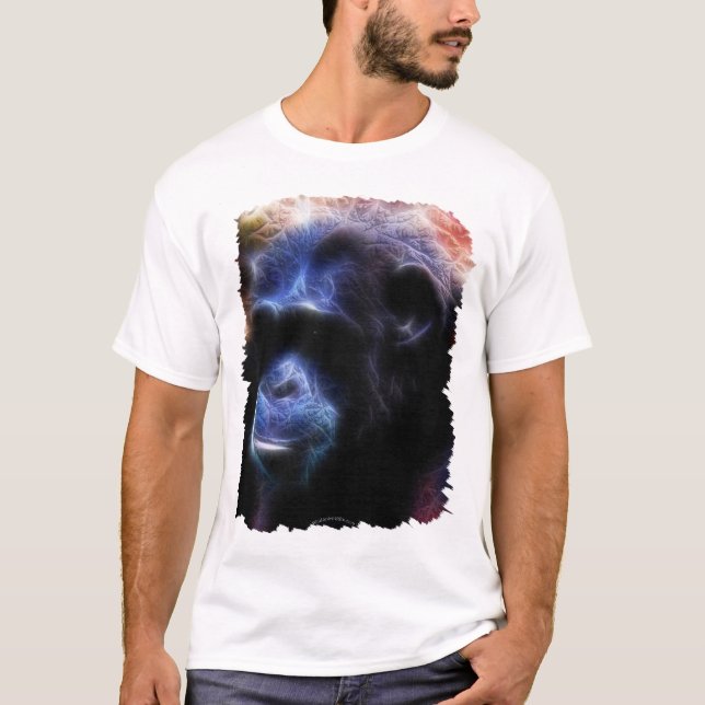 Arty Blue Chimpanzee Porträtt T-shirt (Framsida)