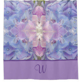 Arty Blue Lila Lavender Rosa Blommigt Monogram