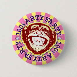 Arty Farty 100% Lustigt monkey Badge med Funky Knapp