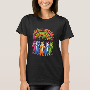 Arty Festival Rainbow Cat Rave T Shirt