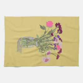 Arty Lycklig Colorful Wildblommor +Anpassat namn Kökshandduk