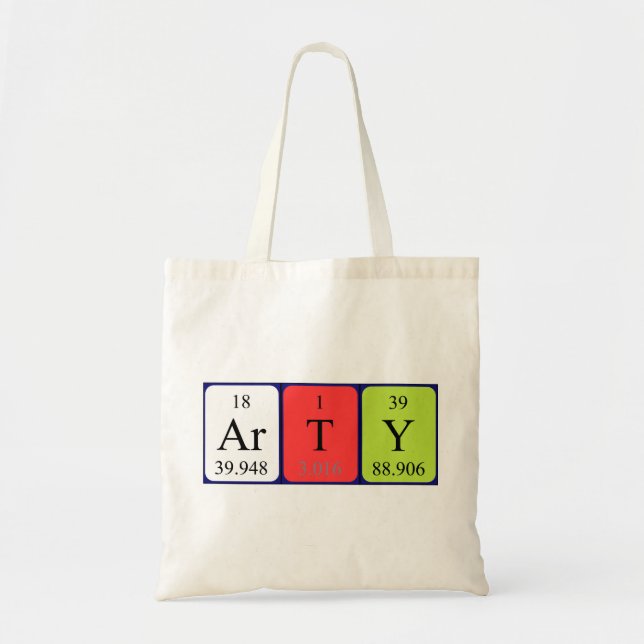 Arty Perioty bord namn tote bag Tygkasse (Framsidan)