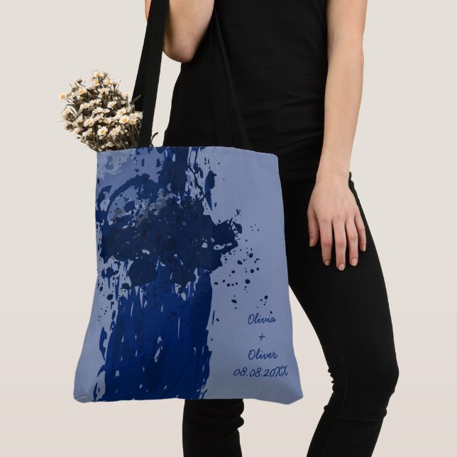 Arty Royal Blue Splatter Party Gift Tygkasse (Närbild)