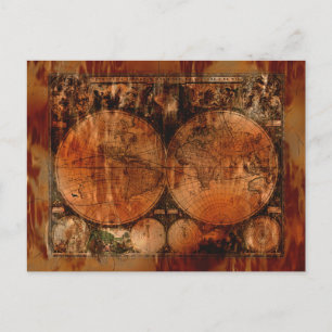Arty Vintage Old World Map-vykort Vykort