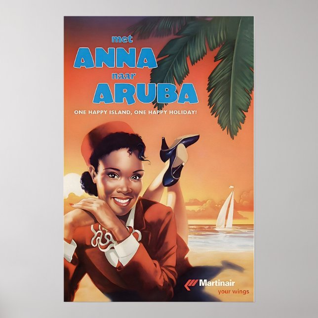 Aruba Art Martinair Travel Poster Caribbean Print  (Framsidan)