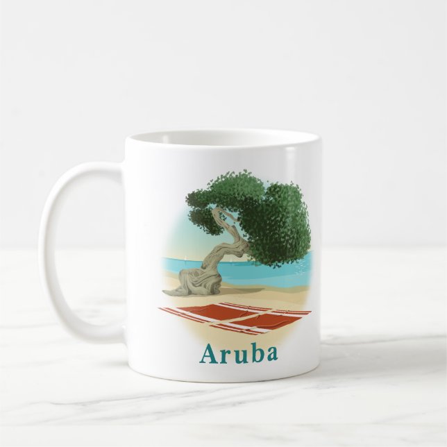 Aruba Beach with Divi Divi Tree Kaffemugg (Vänster)