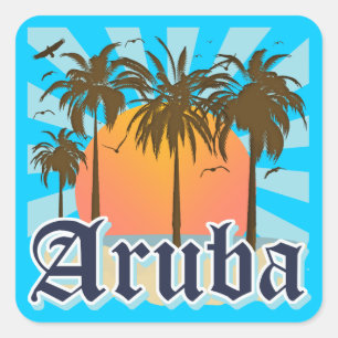 Aruba Beacher Sunset Fyrkantigt Klistermärke