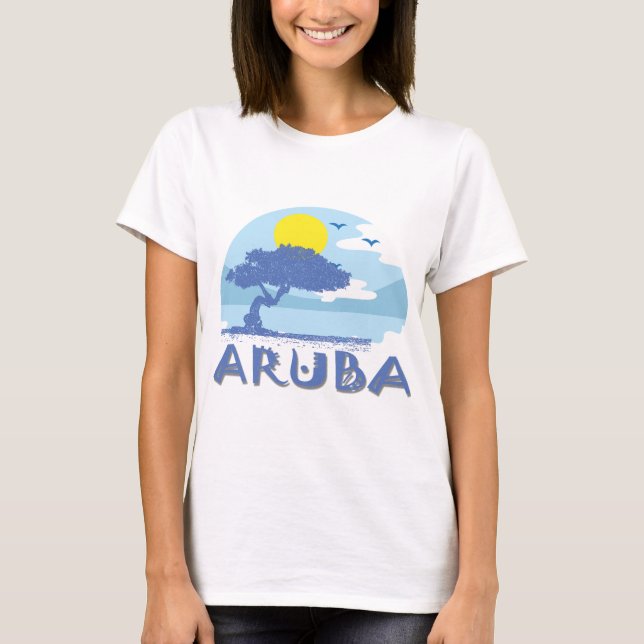 Aruba Blue Divi Divi Träd på utskrift av Stylisera T-shirt (Framsida)