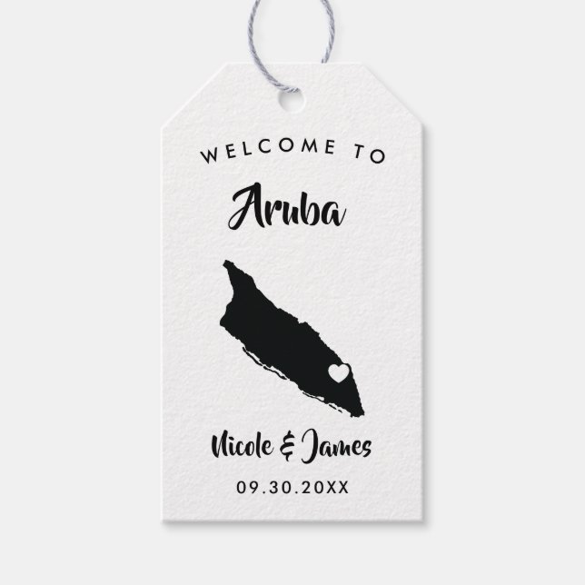 Aruba Bröllop Welcome Bag Märkre, Island Karta Presentetikett (Framsidan)