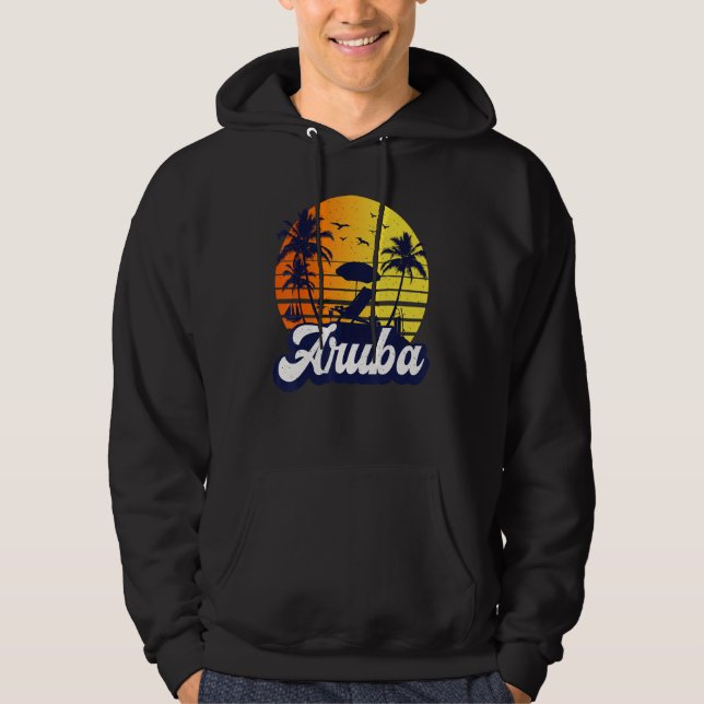Aruba Caribe Sunset Beach Retro Hoodie (Framsida)