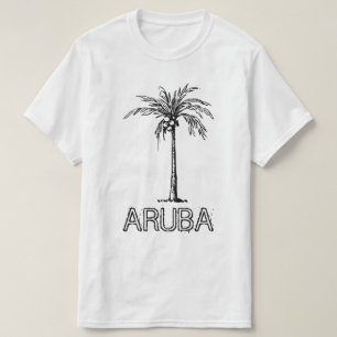 Aruba coconut träd svartvitt t shirt