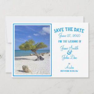 Aruba Destination Wedding Blue Divi Träd Spara Datumet