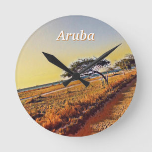 Aruba Divi Divi Träd Rund Klocka