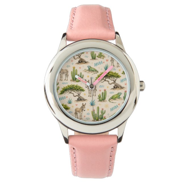 Aruba divi träd, åsna, leguan, kaktus armbandsur (Framsida)