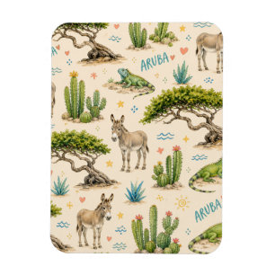 Aruba divi träd, åsna, leguan, kaktus magnet