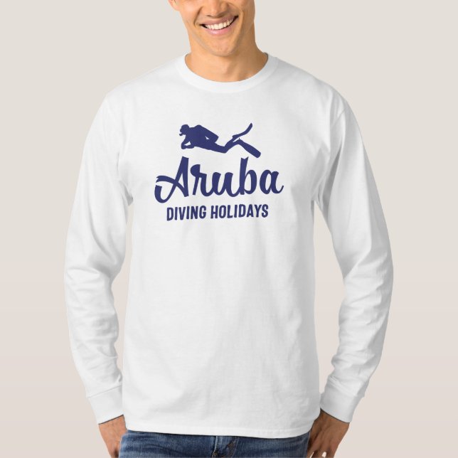 Aruba Diving Helgdagars Scuba Diver T Shirt (Framsida)