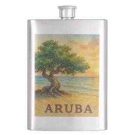Aruba Eagle Beach Divi Träd Gyllene Timmen Fickplunta