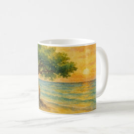 Aruba Eagle Beach Divi Träd Gyllene Timmen Kaffemugg