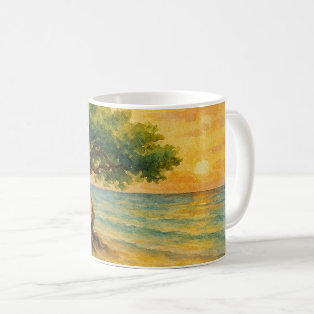 Aruba Eagle Beach Divi Träd Gyllene Timmen Kaffemugg (Framsida höger)