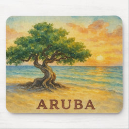 Aruba Eagle Beach Divi Träd Gyllene Timmen Musmatta
