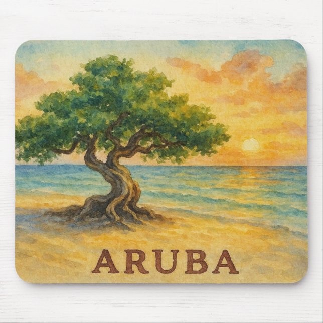 Aruba Eagle Beach Divi Träd Gyllene Timmen Musmatta (Framsidan)