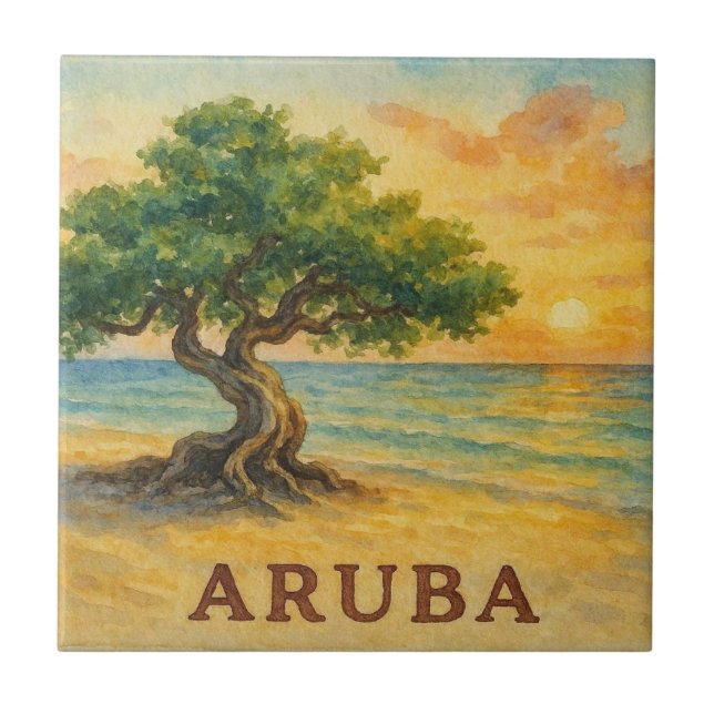 Aruba Eagle Beach Divi Tree Gyllene Timmen Kakelplatta (Framsidan)